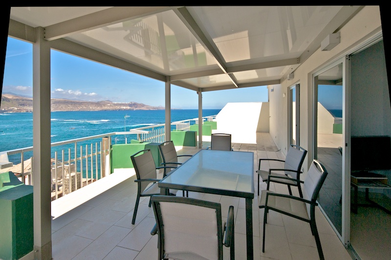 Meerblick Abends von der Terrasse des Varadero Familien-Apartment Las Palmas